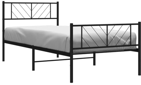 vidaXL Estructura Cama sin colchón con Estribo Metal Negro 107x203 cm