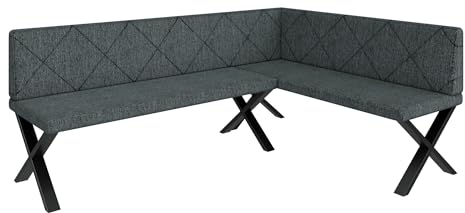 FURNISTAR Eckbank Akiko Metal X - Eckbankgruppe für Ihrem Esszimmer, Küche modern, Sitzecke, Essecke. Perfekt für Küche, Büro und Rezeption. Solide und Starke Verarbeitung. (196x142-Rechts-Inari96)
