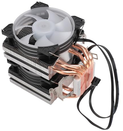 CPU-Luftkühler, Dual Tower 6 Heatpipes CPU-Lüfter, Kompatibel mit LGA115X 1366 775 1200, 754 AM2 AM2+ AM4 AM3+ AM3 FM2+ FM1, RGB-Beleuchtung, für I7 I5 I3