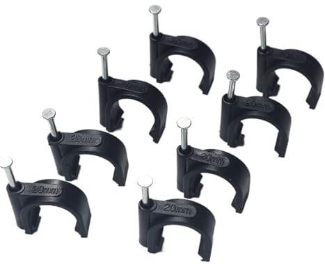 MAISIFAN 50 Teile/Paket PE Kunststoff 20mm Kreis Kabel Clip C-förmigen High Carbon Stahl Nägel Kabel Clips Draht Wand Halter