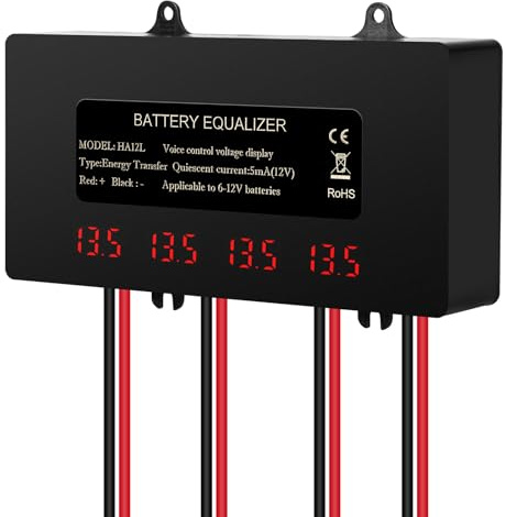 Batterie Equalizer 48V Batterie-Equalizer 4 Gruppen à 12 V Reihenschaltung | Solar System Batterie Balancer für Blei Säure Lithium Ionen Lithium Eisen Phosphat usw LCD Versteckte Digitalanzeige IP67