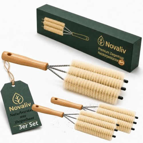 Novaliv 3X Heizkörperbürste Rippenheizkörper Heizungsbürste Heizkörper Reinigungsbürste 25x8x3cm IDEAL als Heizung Reinigungsbürste Rippen 3-Fach Gabel Heizkörper-Staubwedel dustoff
