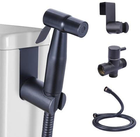 Peisaluo Handheld Bidet Sprayer for Toilet, Stainless Steel Adjustable Pressure Jet Spray Kit for Feminine Wash, Baby Diaper Sprayer & Muslim Shower, Leak-Proof with Easy Wall or Toilet Mount (Black)