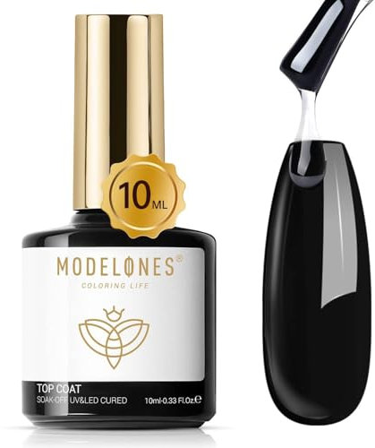Modelones Top Coat 10ml No Wipe Top Coat Gel UV, Überlack UV LED Gellack Gel Nagellack Polish für Gelnägel Nail Art Manicure