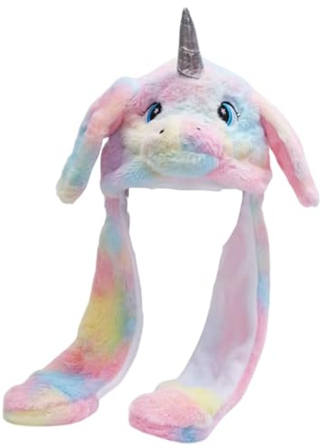 TOZBLEU Kostüm Kopfbedeckungen,1pcs Plüsch Tier Einhorn Ohren Hut Mütze mit Wackelohren,Drücken der Tiermütze Machen die Ohren Bewegen Spielzeug Weihnachts Geschenk Cosplay Geburtstags