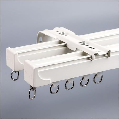 Bastoni per tende doppi in alluminio da 1-6 m Binario per tende scorrevole Binario per tende da soffitto o da parete per soggiorno Camera da letto Divisorio per stanze (bianco-parete, 120 cm/3,9 pie