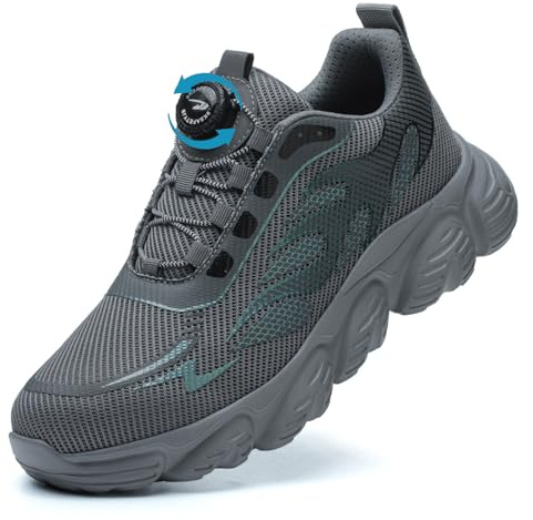 HausFine Chaussures de Sécurité Hommes Femme Embout Acier Chaussures de Travail Légère Respirant Antidérapante Basket Securite (Gris, EU 44)