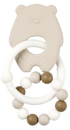 Nattou Beißring aus Silikon, Bär, BPA-frei, Ca. 13 cm, Silicone, Tonfarben