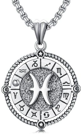 ROMANTICWORK 12 collane con segno zodiacale in argento Sterling 925, costellazione, ciondolo con segno zodiacale, collana oroscopo, regalo per uomo e donna, 22 x 22 mm, 56 cm + 5 cm Verlängerung