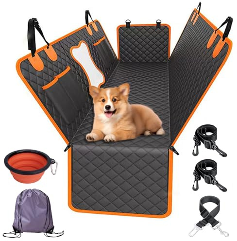 WUSUPU Hundedecke Auto Rückbank,Autoschondecke Hund Rücksitz,Rücksitz mit Seitenschutz und Sichtfenster,Hundesitz Auto Rückbank mit Harter Unterseite,Wasserdicht Kratzfest rutschfest,Hunde Autodecke