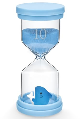 PlsMupn Clessidre per Bambini, 10 Minuti Delfino Blu Timer a Sabbia, Clessidra per Lavarsi i Denti, Cucina, Giochi, Ufficio e Time Management