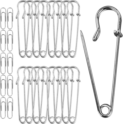 20Pz Spille Da Balia Grandi Dimensioni,50mm Balato Sicurezza Robuste In Acciaio Inossidabile Per Coperte,Pins,Spilla Con 30 Graffette In Metallo Da 28 Mm,Vestiti,Zaino
