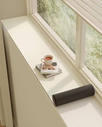 Fensterbank Innen Einfarbige Fensterbankmatte Aus Silikonleder, Beigefarbener Fensterbankschutz Gegen Katzenkratzer, Rutschfeste Balkonfenstermatte Als Schutzdeko(110x20cm/43x8in)