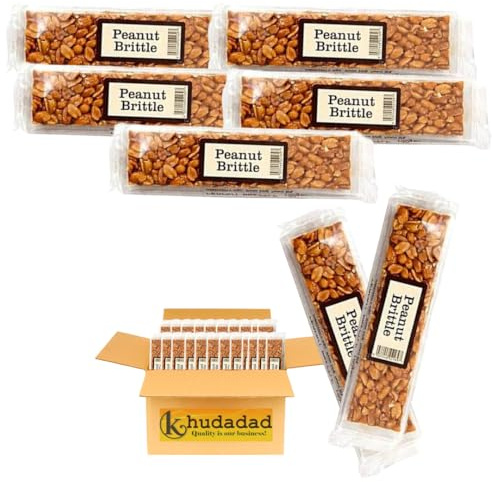 Peanut Brittle Bars 100g by The Real Candy Co | Crunchy Roasted Peanuts in Caramelised Sugar | Classic Handmade Brittle Treat | Traditional Hard Candy Snack (5x)