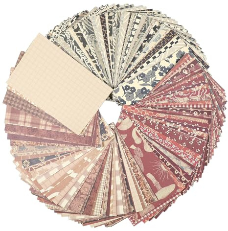 180 Sheets Patterned Paper, Scrapbook Paper for Decoration, Scrapbook Supplies Kit for Writing Planner (Red, Gray, Brown)