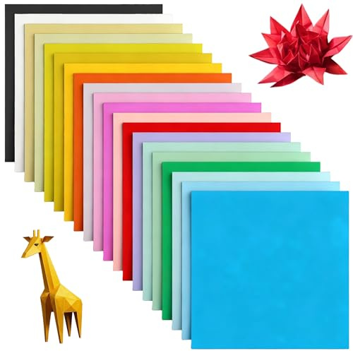 Bitone Coloured Origami Paper 200 Sheets,15x15 cm/6'' Double Sided 20 Coloured Square Folding Paper for DIY Arts Crafts Projects Kids Adults