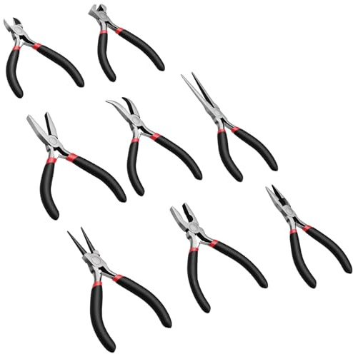 8 Mini Zangen Set,Nadel,rund,flach,lang,gebogene Nase,diagonal,Endschneiden | und Linesman, Schmuckzange für Schmuckherstellung, DIY, Elektron