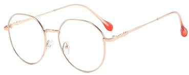 Suertree Vintage Randlose Kurzsichtigkeit Brille Retro Designer Myopia Rund Metallrahmen Damen Fernbrille -6,0-0,0