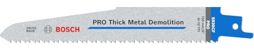 Bosch 5x PRO Thick Metal Demolition S930CF Recip Saw Blade, 1,6 x 22 x 150 | für Rohre und Profile aus Metall, Nichteisenmetalle, Länge 150 mm, Professional Zubehör Säbelsäge