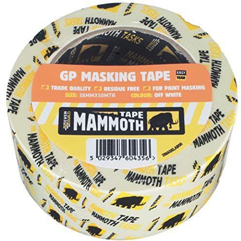 Everbuild Mammoth General Purpose Trade Quality Masking Tape – Suitable for Paint Masking – Off White – 38mm x 50m