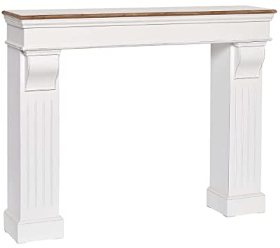 BUTLERS Masterpiece Kaminumrandung – Kaminverkleidung, Regal, Ablage aus Holz für Kerzen & Deko – Vintage Weiß