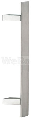 Haustür Stoßgriff Edelstahl flach gerade mit schrägen Stützen Maß L:500- Maß B:300mm
