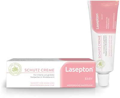 Lasepton Baby Schutz Creme, Schutzcreme für Pflege im Windelbereich - 80ml | Babypflege und gereizte Haut, mit Zinkoxid, Aloe Vera, schützt vor Feuchtigkeit, auch als Wundcreme im Intimbereich geeignet.