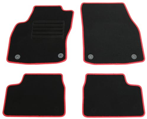 AD Tuning HG10905-ROT Fußmatten Set (4teilig) Schwarz Rot Autoteppiche Matten