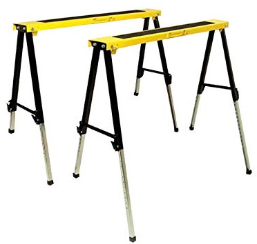 OUTIROR - Lot de 2 Tréteaux Pliables - Hauteur Réglable - Polyvalents et Stables - Charge Maximale de 120 kg par Tréteau - 100% métal