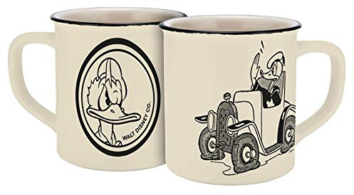Taza de Disney Donald Duck en el coche vintage – Crema/negro, estampada, 100% cerámica, capacidad aprox. 400 ml.