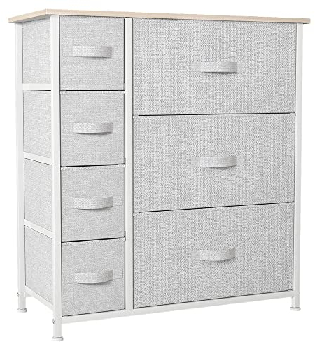 YITAHOME Chest of Drawers, Non-Woven Fabric 7-Drawer Storage Organizer Unit for Bedroom Living Room Closet, Sturdy Steel Frame, Easy Pull Fabric Bins & Wooden Top, Fabric Dresser