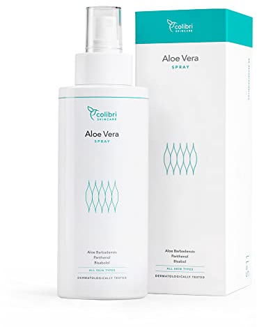colibri skincare ALOE VERA SPRAY (250 ml) - Nourrit et apaise la peau et le cuir chevelu. Soulagement après coups de soleils - Aide à discipliner les cheveux - Pour femme et homme - Made in Germany