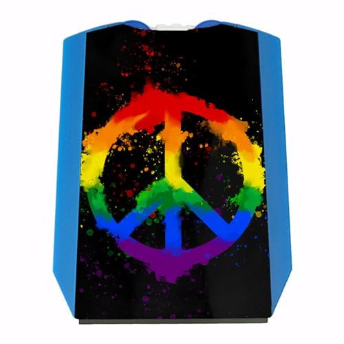 speecheese Regenbogen Parkscheibe mit Peace-Zeichen und 2 Einkaufswagenchips Parkuhr mit LGBTQ-Motiv, bunten Farben und Farbspritzern für Dein Auto oder als Geschenk zum Führerschein