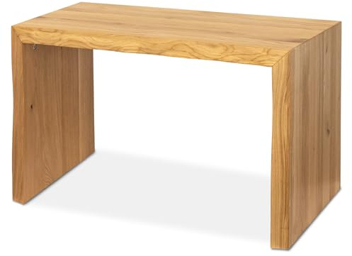 holz4home® Massivholzbank S I Sitzbank aus Eiche mit Baumkante ohne Lehne I Echtholz Holzbank Hocker für Wohnzimmer Badezimmer Flur oder Küche I Sitzhocker Massiv