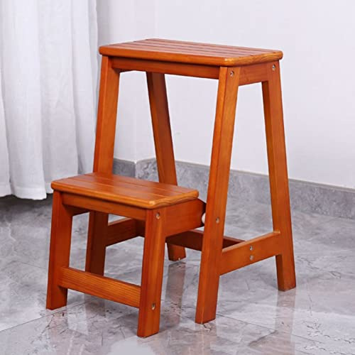 BOCbco Sgabello con Gradini Pieghevole Sgabello con Scaletta a 2 Livelli, Sedia da Banco in Legno Sedia per Scale Portatile Libreria per la Casa Sgabello con Scaletta Scaletta Antiscivolo Scaffale per