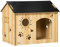 PawHut Hundehütte aus Holz Kleintierhaus mit Lüftungsöffnungen Hundehaus mit Dach Hundehöhle Indoor MDF Eiche+Schwarz 69 x 50 x 58,5 cm