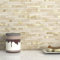 MOFIT - Piastrelle autoadesive 3D in mattoni in pietra, per cucina, piastrelle autoadesive da parete, piastrelle a mosaico lineari in marmo per bagno, camino, vanità (beige, 5 fogli)