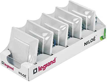 Legrand 396431 Lot de 5 interrupteurs commutateur 10 A de la gamme Niloé monobloc, mécanisme complet, blanc
