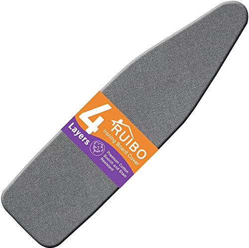 Ruibo Copertura per ASSE da Stiro e Cuscinetto Extra Spesso, Imbottitura Resistente, 4 Strati, Resistente alle bruciature e alle Macchie Adatto alle Dimensioni Standard 30 x 150 cm, Grigio