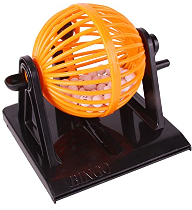 Bagima Bingo-Spiel Spiele 15 * 13 * 13 Bingo-Spiel-Set Traditionelles Familien-Party-Spiel Enthält Runden Käfig 90 Zahlenbälle 12 Karten Familienspiel