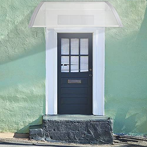 Toldo de puerta de entrada de techo de policarbonato resistente a la lluvia y los rayos UV, Marquesa puerta de entrada, terraza y techo de protección (80 x 120 cm), marco gris