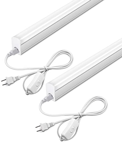 LELEJU LED Under Cabinet Lighting, 1FT, 5W, 6000K, 500lm, Under Counter Lights for Kitchen, Shop, Corded Electric withON/Off Switch (Pack of 2)