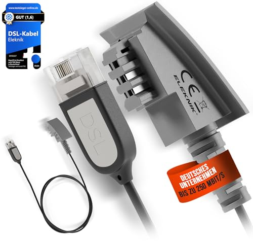 Eleknik DSL Kabel | 0,50m, Schwarz – High-Speed VDSL 250 MBit/s, TAE-F zu RJ45, Robustes Internetkabel, Mit Galvanischer Signatur, Für Router an Telefondose, Speedport & Fritzbox