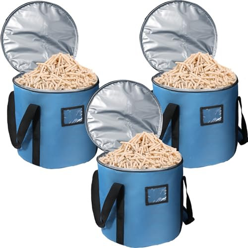 Clysee 3 Stück 9 kg Kraftstoff Pellet Aufbewahrungstasche Bleiben Trocken Pellet Bin Holz Pellet Container Smoker Pellet Dispenser Anti Shock Baumwollschicht Reduziert Holzpellets Holzkohle