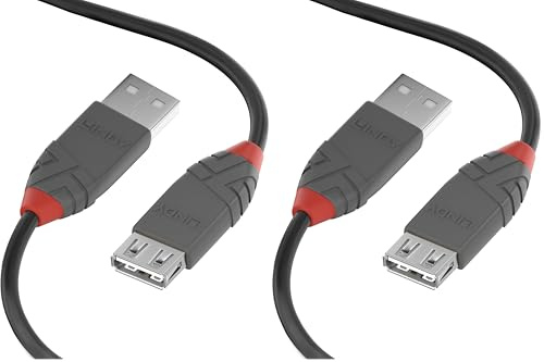 Lindy - Cavo Prolunga USB 2.0 Anthra Line 1 Metro, Connettore USB Tipo A Maschio a Femmina, Velocità di Trasferimento Dati Speed Fino a 480Mbps per Tastiera, Stampante, Fotocamera, Hard Disk