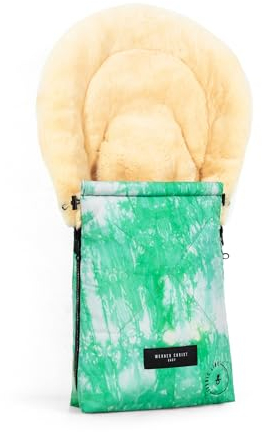 WERNER CHRIST BABY, Lammfell-Fußsack OSLO ICONIC LINE für Babywanne – Winterfußsack aus medizinischem Fell (ab 0 bis 6 Monate) für Tragetasche, Babyschale, Kinderwagen, in green