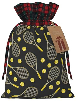 DURAGS Lustige Geschenktüten für Tennisschläger und Tennisbälle, rustikale Textur, praktische Geschenktüten für Weihnachten und Feiertage, Lustige Tennisschläger und Tennisbälle., 1 Count (Pack of 1)