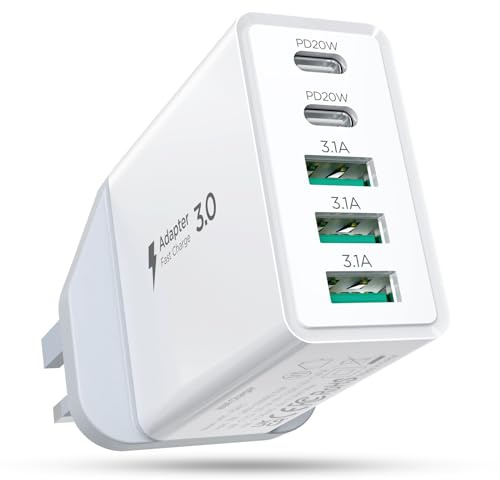 USB C Wall Charger,50W Fast USB C Charger Block,Hohosb 5-Port PD+QC Power Adapter Charging Box Brick for iPhone 15 14 13 12 11 Pro Max,iPad,Google Pixel,Samsung Galaxy and More-White