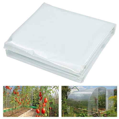 Towallmark Gewächshausfolie 7,61 x 12,19m Polyethylenfolie Gewächshaus Transparent 0,15 Extra Dick Reißfest Gewächshaus-Kunststofffolie für Bauernhof, Garten, Winddicht, Frost- und staubdicht