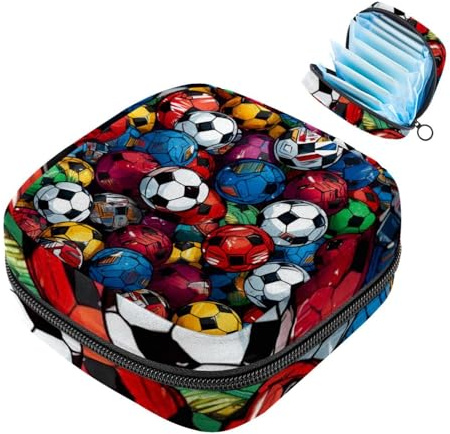 Damenbinden-Aufbewahrungsbeutel für Damen, große Kapazität, Menstruationspad-Tasche, Fußball, 38 Menstruationstaschen, Tampon-Sammeltasche, Geldbörse
